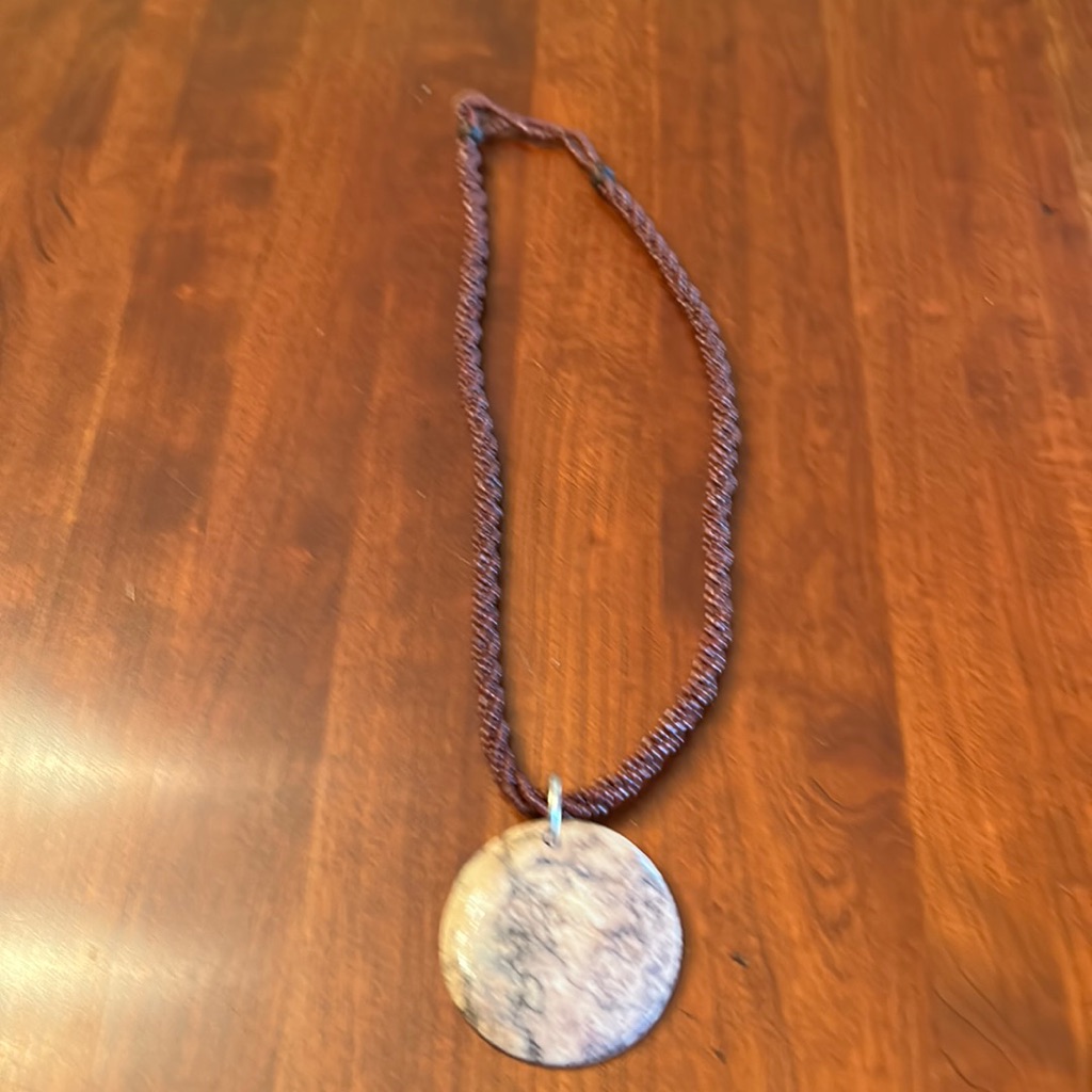 Brown Beaded Necklace With Stone Pendant